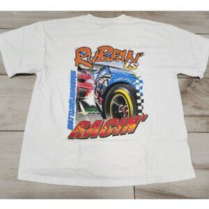 Vtg MBNA Motorsports Racing On The Edge Graphic T-Shirt XL Rubbin' is Racin'